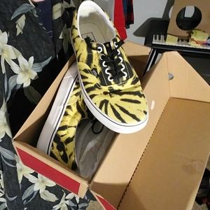 Yellow Tie-Dye Vans Authentics Size 9 M/10.5 W
